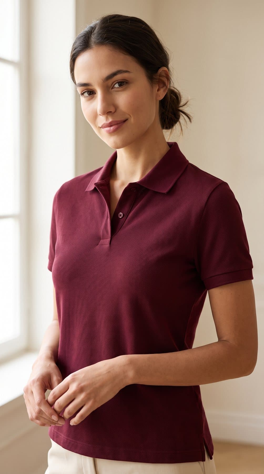 Mannequin portant un polo femme SHUNAAM