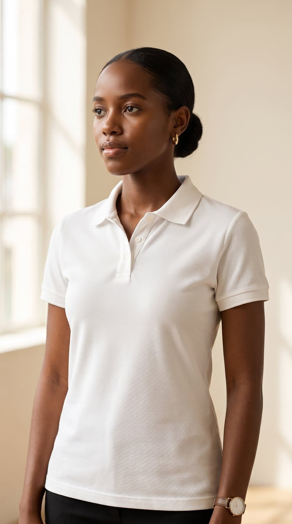 Mannequin portant un polo femme SHUNAAM