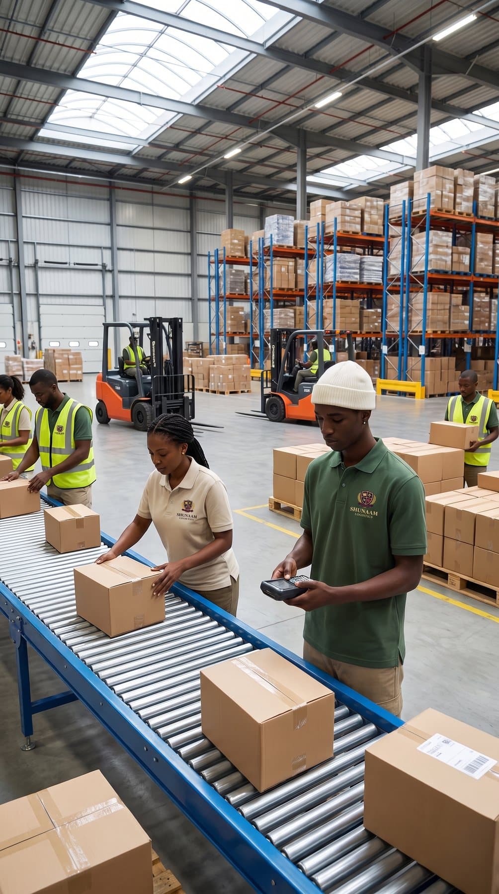 Secteur logistique — équipe portant une tenue personnalisée