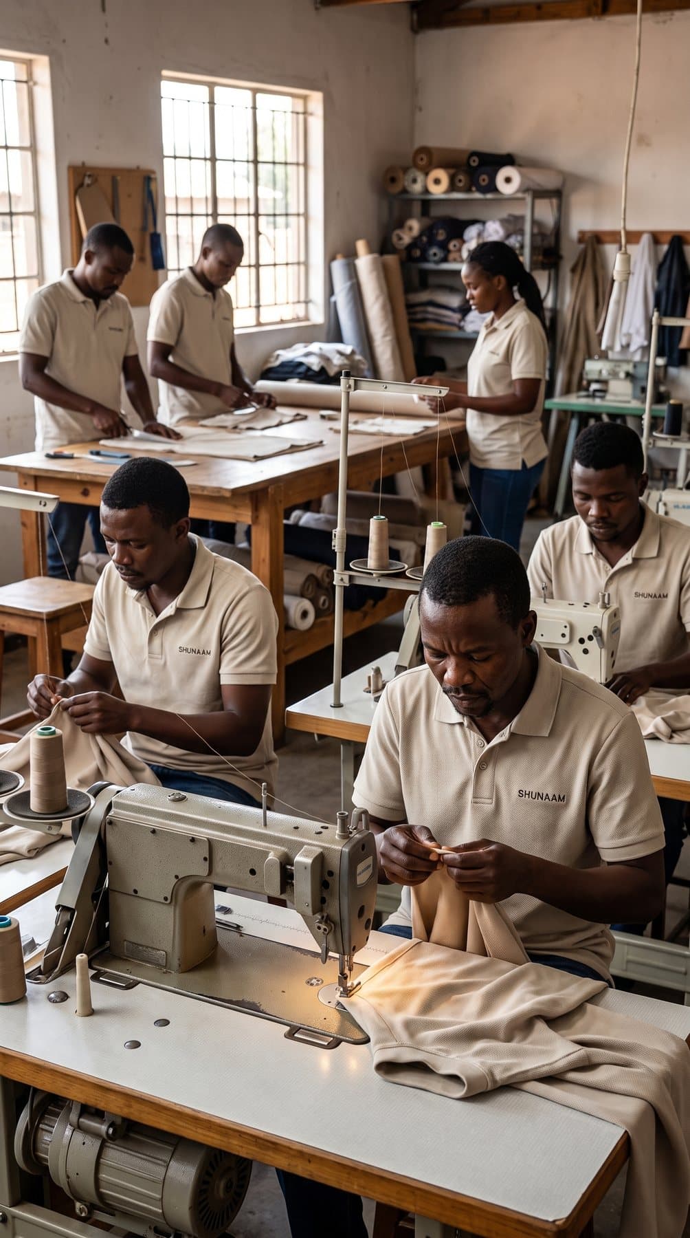 Secteur industriel — équipe portant une tenue personnalisée